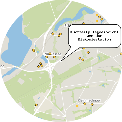 Kartenausschnitt für die Firma Kurzzeitpflegeeinrichtung der Diakoniestation