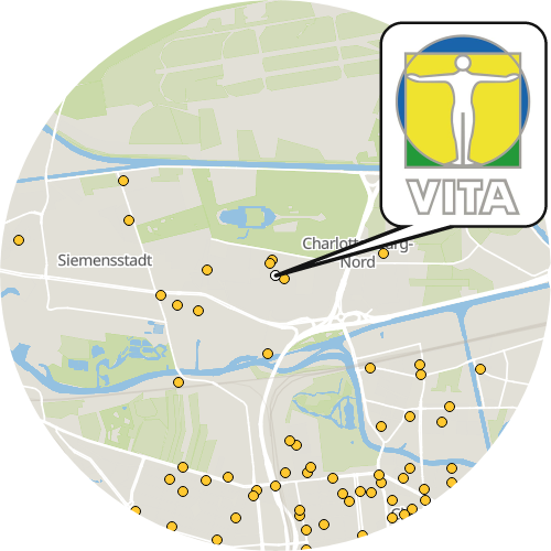 Kartenausschnitt für die Firma VITA e.V. Berlin - Geriatrische Tagespflege Charlottenburg