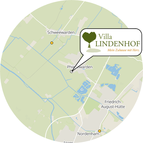 Kartenausschnitt für die Firma Wohn- und Pflegeheim Villa Lindenhof, Inh. Nora Altenpflegeheime GmbH