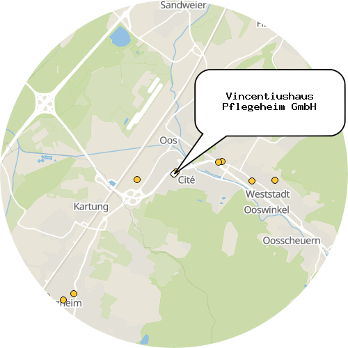 Kartenausschnitt für die Firma Vincentiushaus Pflegeheim GmbH