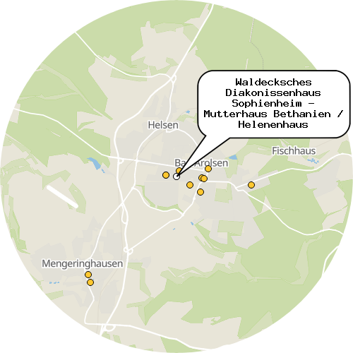 Kartenausschnitt für die Firma Waldecksches Diakonissenhaus Sophienheim - Mutterhaus Bethanien / Helenenhaus