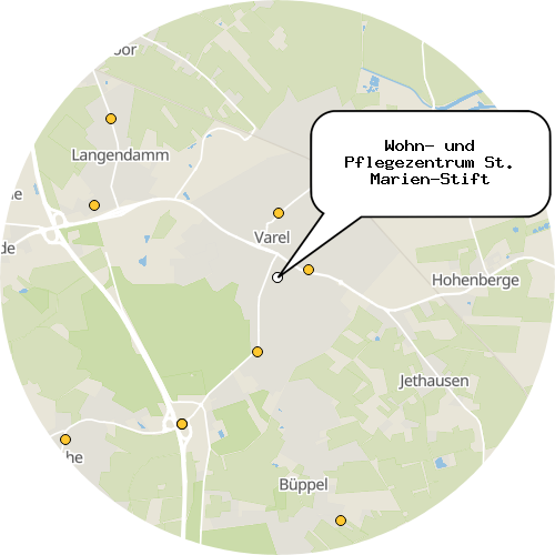 Kartenausschnitt für die Firma Wohn- und Pflegezentrum St. Marien-Stift