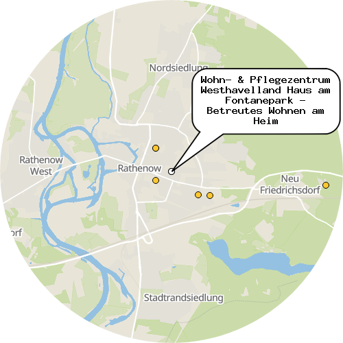 Kartenausschnitt für die Firma Wohn- & Pflegezentrum Westhavelland Haus am Fontanepark - Betreutes Wohnen am Heim