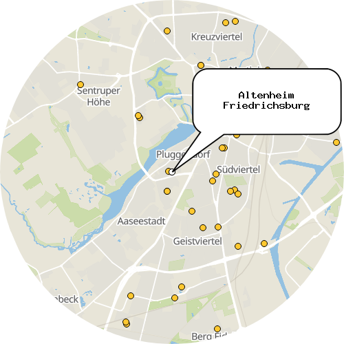Kartenausschnitt für die Firma Altenheim Friedrichsburg