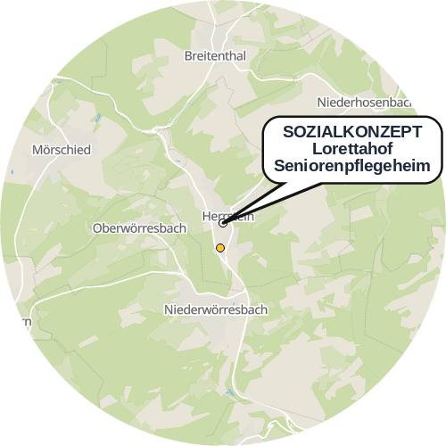 Kartenausschnitt für die Firma SOZIALKONZEPT Lorettahof Seniorenpflegeheim