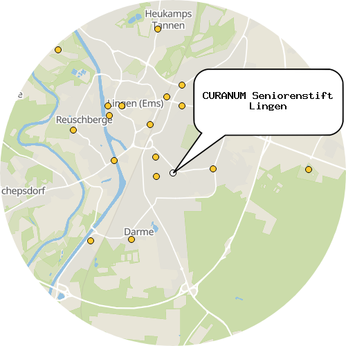 Kartenausschnitt für die Firma CURANUM Seniorenstift Lingen
