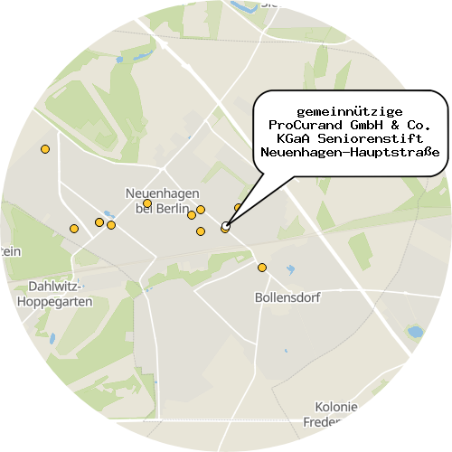 Kartenausschnitt für die Firma gemeinnützige ProCurand GmbH & Co. KGaA Seniorenstift Neuenhagen-Hauptstraße
