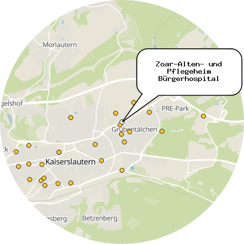 Kartenausschnitt für die Firma Zoar-Alten- und Pflegeheim Bürgerhospital