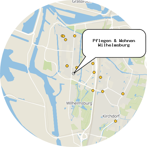 Kartenausschnitt für die Firma Pflegen & Wohnen Wilhelmsburg