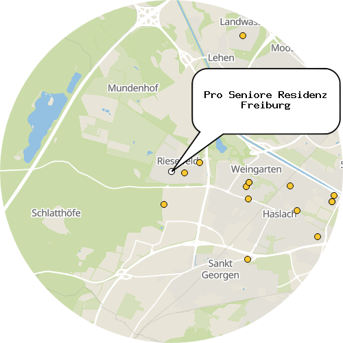 Kartenausschnitt für die Firma Pro Seniore Residenz Freiburg
