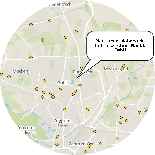 Kartenausschnitt für die Firma Senioren-Wohnpark Eutritzscher Markt GmbH