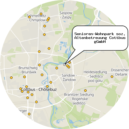 Kartenausschnitt für die Firma Senioren-Wohnpark soz. Altenbetreuung Cottbus gGmbH