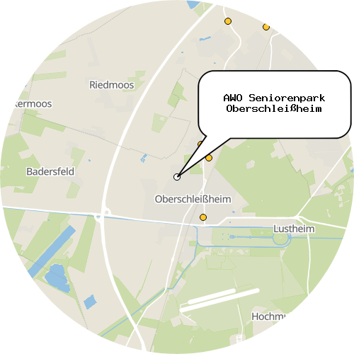 Kartenausschnitt für die Firma AWO Seniorenpark Oberschleißheim