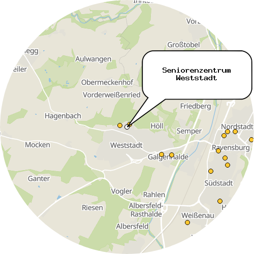 Kartenausschnitt für die Firma Seniorenzentrum Weststadt