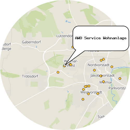 Kartenausschnitt für die Firma AWO Service Wohnanlage