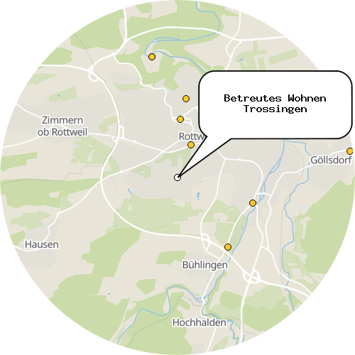 Kartenausschnitt für die Firma Betreutes Wohnen Trossingen