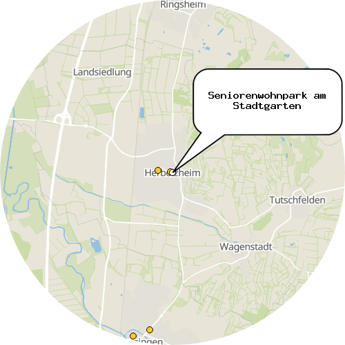 Kartenausschnitt für die Firma Seniorenwohnpark am Stadtgarten