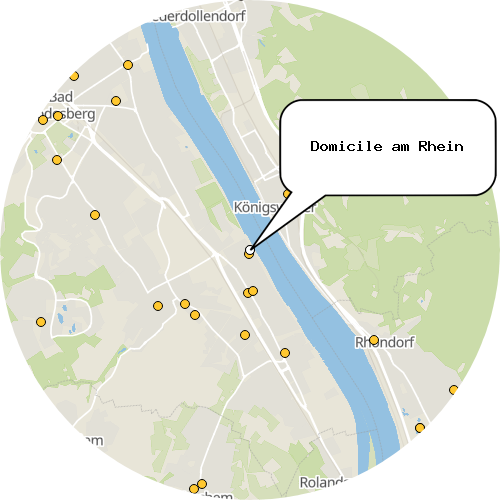 Kartenausschnitt für die Firma Domicile am Rhein