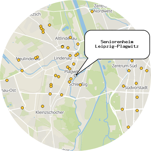 Kartenausschnitt für die Firma Seniorenheim Leipzig-Plagwitz