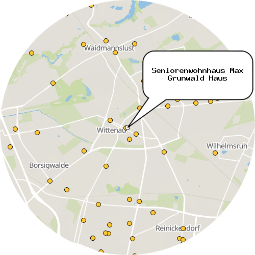 Kartenausschnitt für die Firma Seniorenwohnhaus Max Grunwald Haus