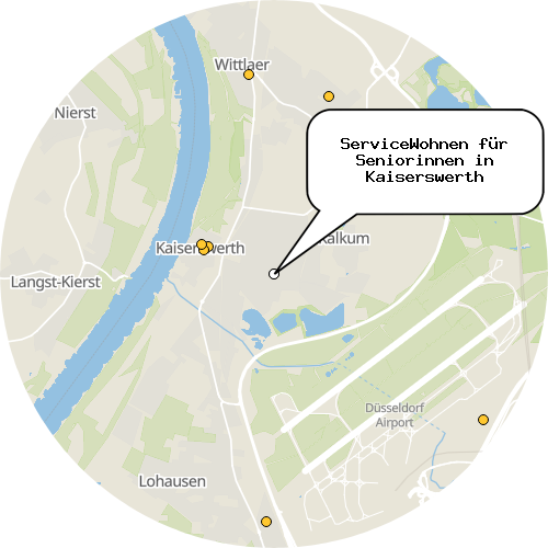 Kartenausschnitt für die Firma ServiceWohnen für Seniorinnen in Kaiserswerth