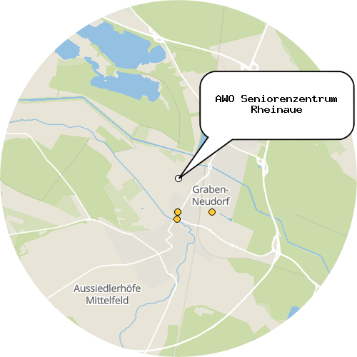 Kartenausschnitt für die Firma AWO Seniorenzentrum Rheinaue
