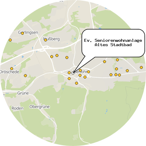 Kartenausschnitt für die Firma Ev. Seniorenwohnanlage Altes Stadtbad