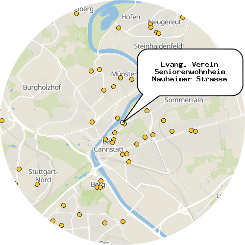Kartenausschnitt für die Firma Evang. Verein Seniorenwohnheim Nauheimer Strasse