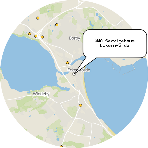 Kartenausschnitt für die Firma AWO Servicehaus Eckernförde