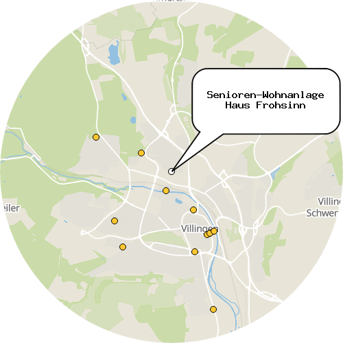 Kartenausschnitt für die Firma Senioren-Wohnanlage Haus Frohsinn