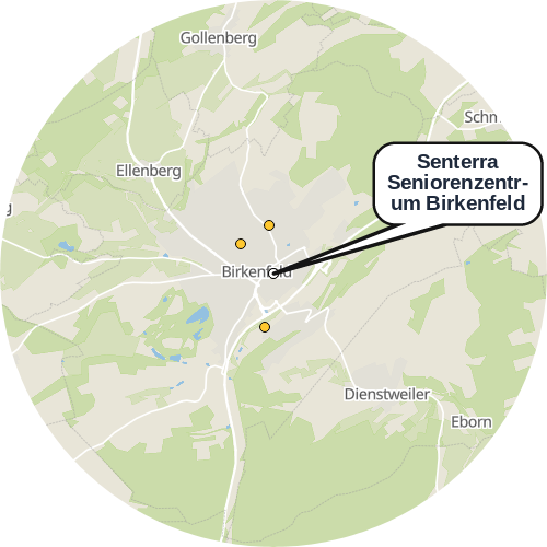 Kartenausschnitt für die Firma Senterra Seniorenzentrum Birkenfeld