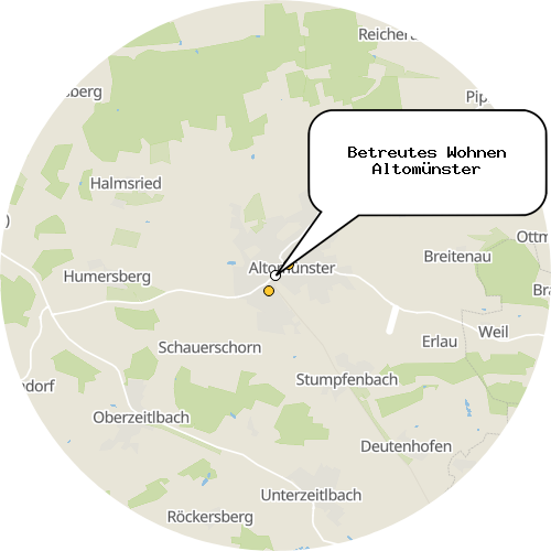 Kartenausschnitt für die Firma Betreutes Wohnen Altomünster
