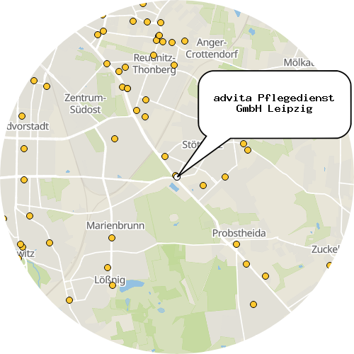 Kartenausschnitt für die Firma advita Pflegedienst GmbH Leipzig