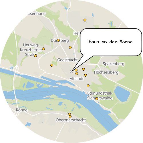 Kartenausschnitt für die Firma Haus an der Sonne