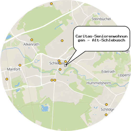Kartenausschnitt für die Firma Caritas-Seniorenwohnungen - Alt-Schlebusch