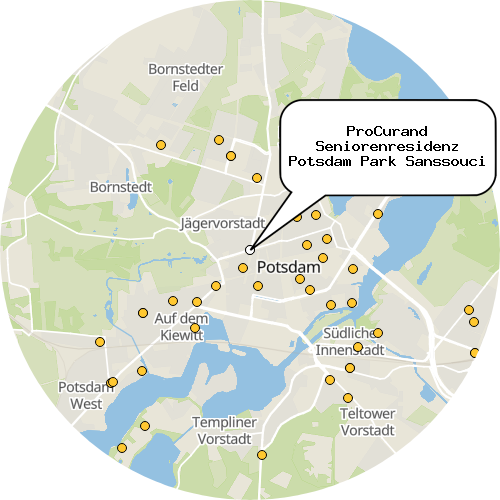 Kartenausschnitt für die Firma ProCurand Seniorenresidenz Potsdam Park Sanssouci