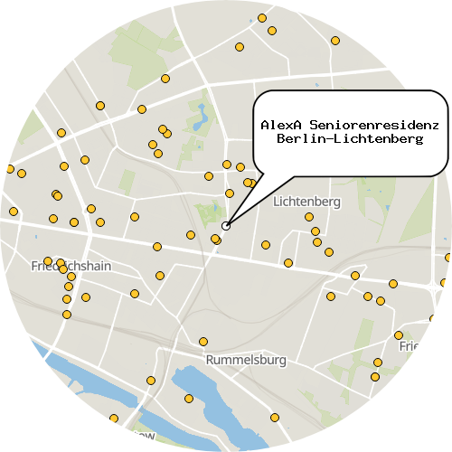 Kartenausschnitt für die Firma AlexA Seniorenresidenz Berlin-Lichtenberg