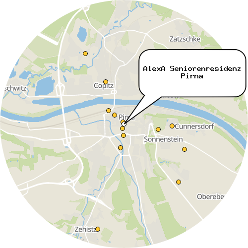 Kartenausschnitt für die Firma AlexA Seniorenresidenz Pirna