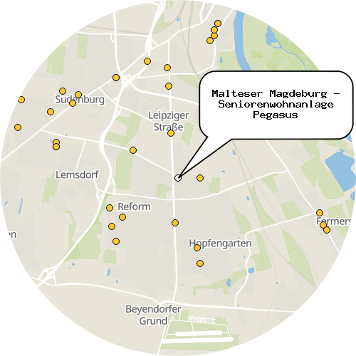 Kartenausschnitt für die Firma Malteser Magdeburg - Seniorenwohnanlage Pegasus