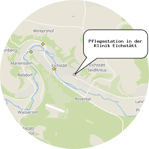 Kartenausschnitt für die Firma Pflegestation in der Klinik Eichstätt