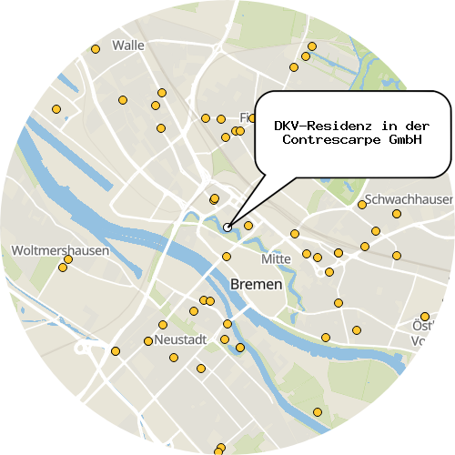 Kartenausschnitt für die Firma DKV-Residenz in der Contrescarpe GmbH