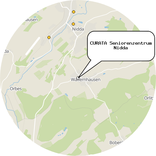 Kartenausschnitt für die Firma CURATA Seniorenzentrum Nidda