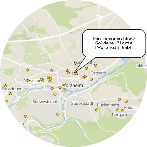 Kartenausschnitt für die Firma Seniorenresidenz Goldene Pforte Pforzheim GmbH
