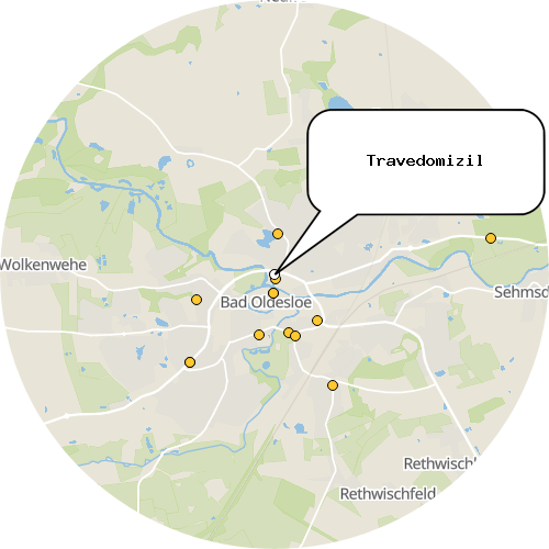 Kartenausschnitt für die Firma Travedomizil