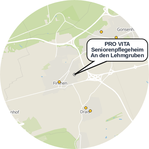 Kartenausschnitt für die Firma PRO VITA Seniorenpflegeheim An den Lehmgruben