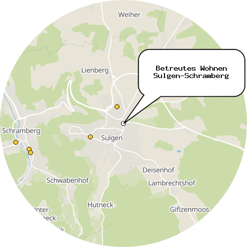 Kartenausschnitt für die Firma Betreutes Wohnen Sulgen-Schramberg