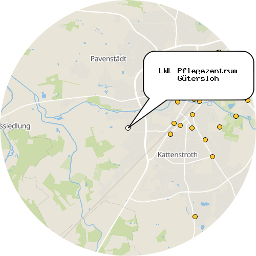 Kartenausschnitt für die Firma LWL Pflegezentrum Gütersloh