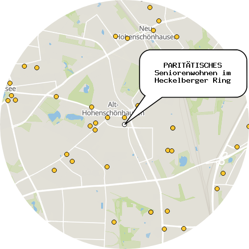 Kartenausschnitt für die Firma PARITÄTISCHES Seniorenwohnen im Heckelberger Ring
