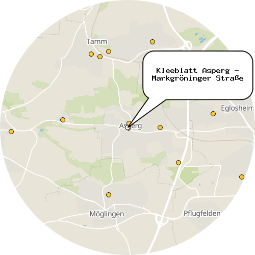 Kartenausschnitt für die Firma Kleeblatt Asperg - Markgröninger Straße