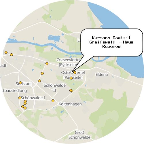 Kartenausschnitt für die Firma Kursana Domizil Greifswald - Haus Rubenow
